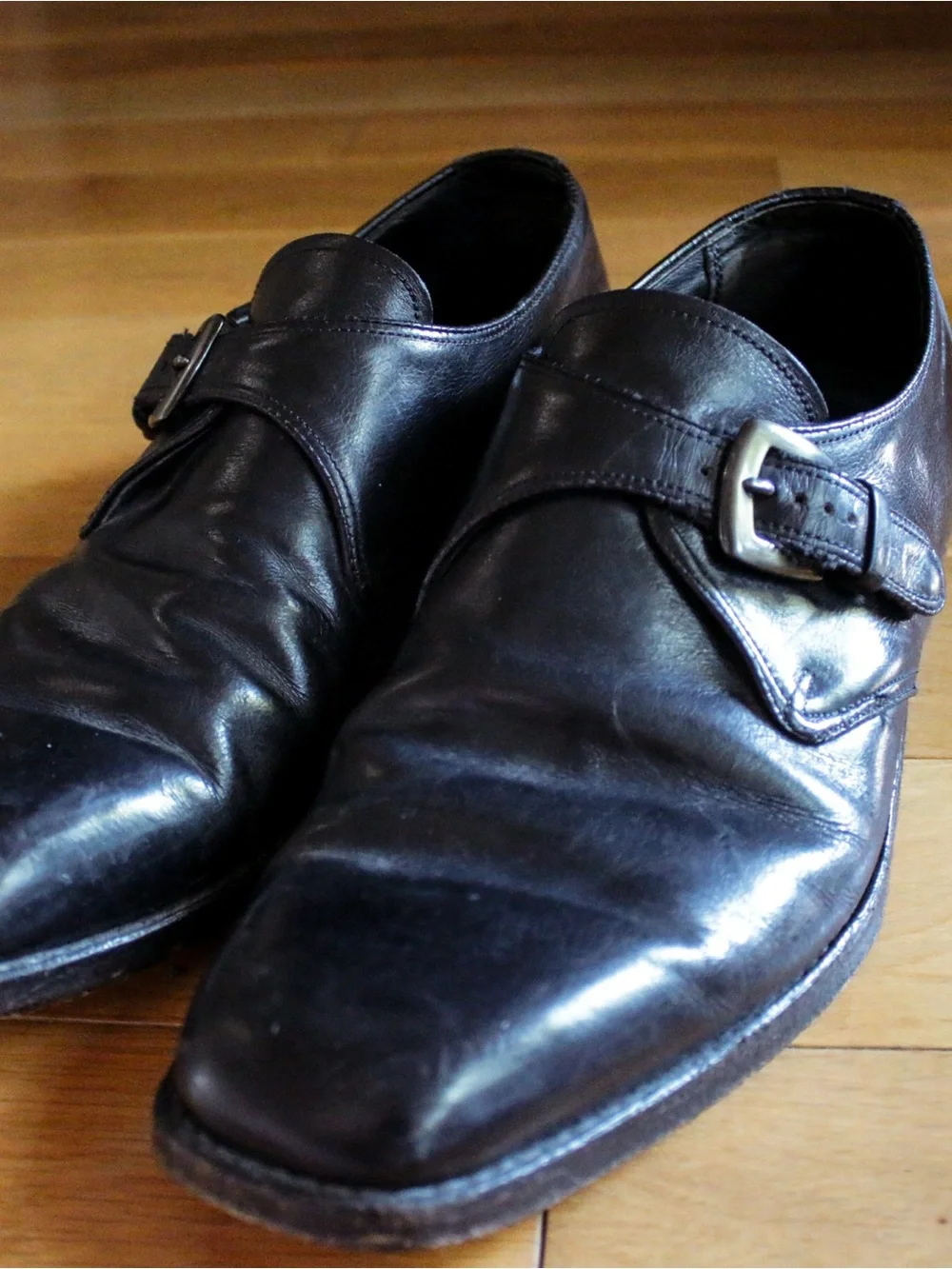 Vintage Wright Black Leather Monkstraps